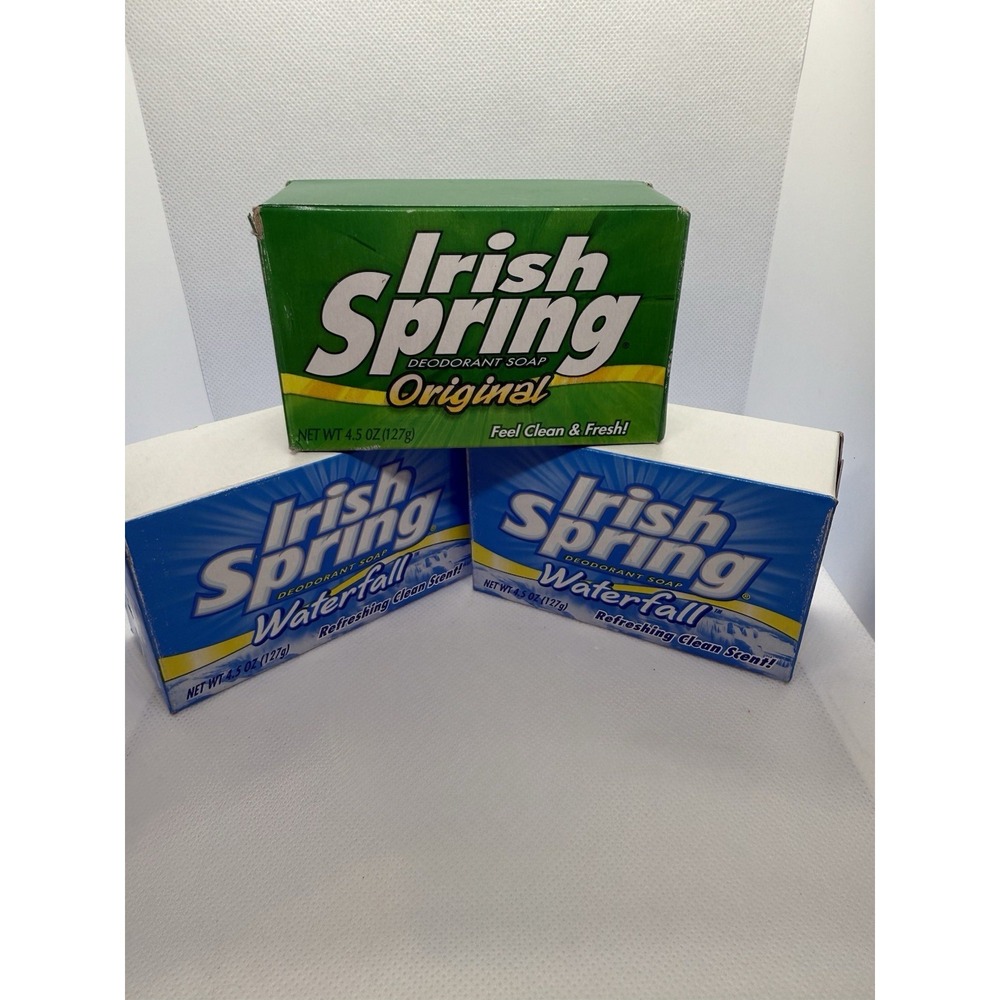 Lot of 3 Vintage Irish Spring Waterfall And Original Soap Bars 4.5oz Sealed USA